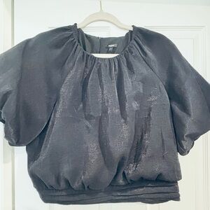 Black Shimmer Crop Blouse from Express